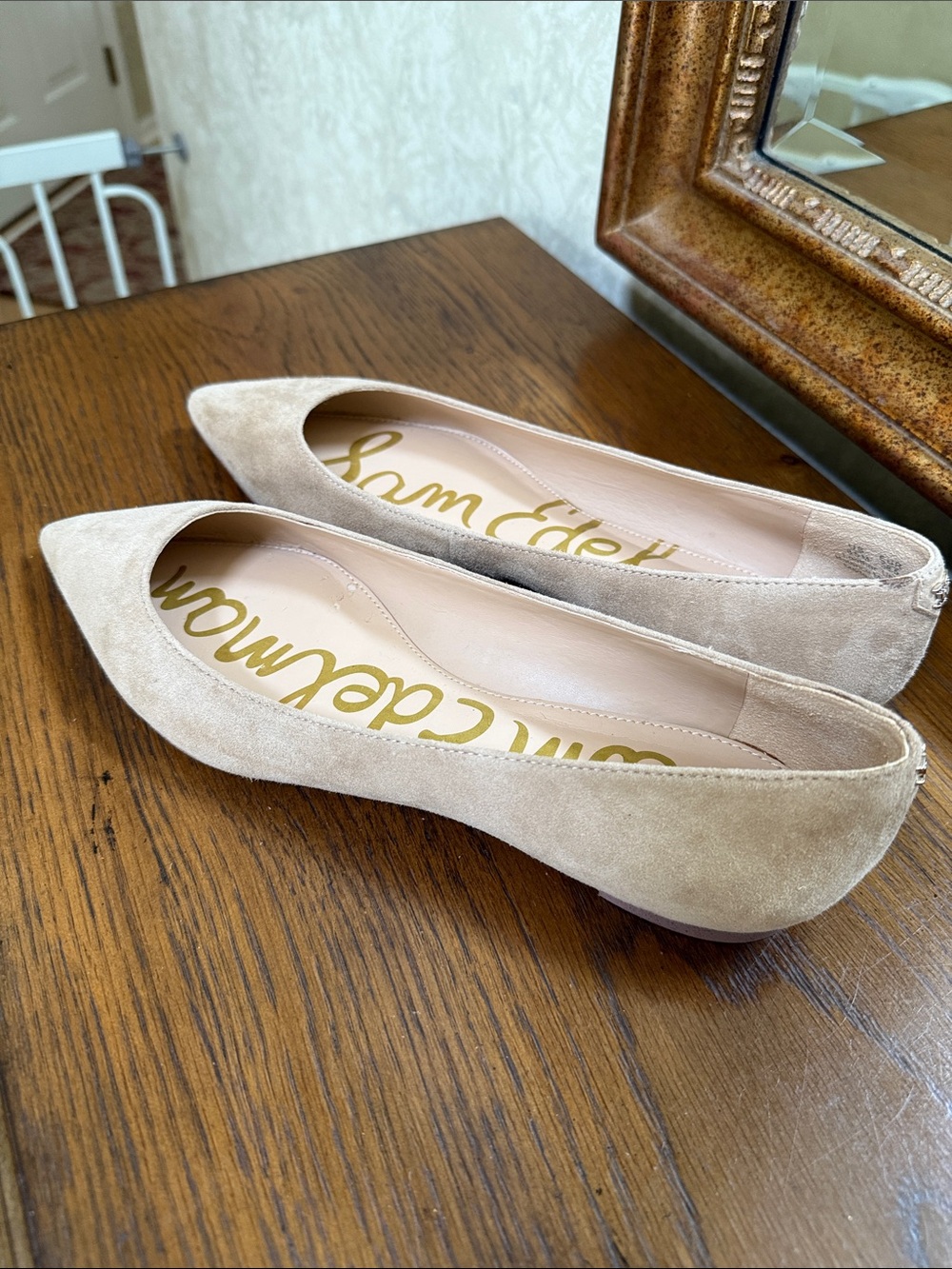 New without paper tag. Sam Edelman Sally Oatmeal Suede Pointed Toe Flats. 8 1/2. - Picture 2 of 11